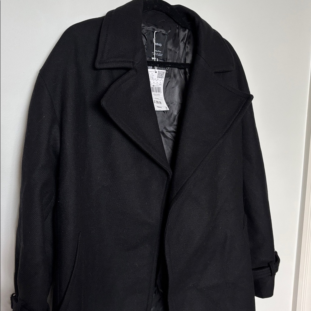 Mango Olive Italian Wool Selection Long Coat, new with tags missing belt - Picture 3 of 5